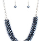 Paparazzi Accessories May The FIERCE Be With You - Blue Necklaces a sturdy silver chain connects double strands of Inkwell beads. The reflective multi-faceted beads connect below the collar for a fiercely stunning style. Features an adjustable clasp closure.