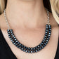 Paparazzi Accessories May The FIERCE Be With You - Blue Necklaces a sturdy silver chain connects double strands of Inkwell beads. The reflective multi-faceted beads connect below the collar for a fiercely stunning style. Features an adjustable clasp closure.