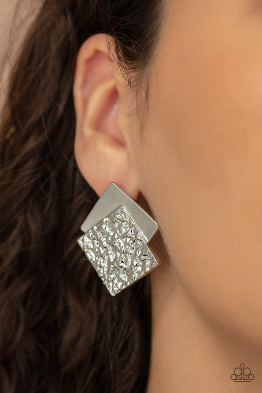 Paparazzi Accessories Square with Style - Silver Earrings - Lady T Accessories