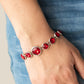 Lustrous Luminosity - Red Rhinestone Bracelets featuring sleek silver fittings, an oversized collection of fiery red gems delicately link around the wrist. The centermost gem is slightly larger than the rest, adding a glamorous finish. Features an adjustable clasp closure.  Sold as one individual bracelet.  Paparazzi Jewelry is lead and nickel free so it's perfect for sensitive skin too!