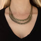 Urban Culture - Brass Necklace two sections of chunky brass curb chain attach to doubled brass chains below the collar, creating an intense industrial centerpiece. Features an adjustable clasp closure.  Sold as one individual necklace. Includes one pair of matching earrings.  Paparazzi Jewelry is lead and nickel free so it's perfect for sensitive skin too!!