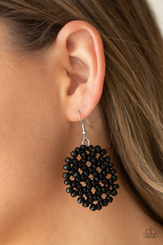 Paparazzi Accessories Summer Escapade - Black Wood Earrings - Lady T Accessories