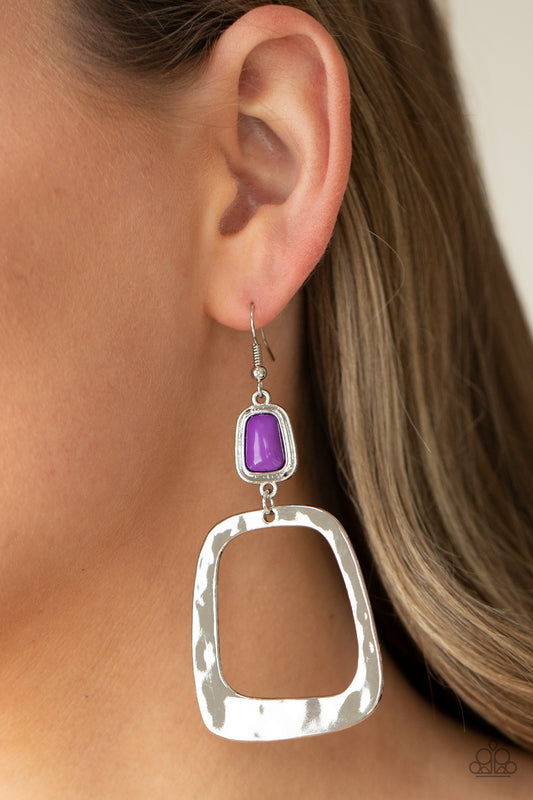 Paparazzi Accessories Material Girl Mod - Purple Earrings - Lady T Accessories