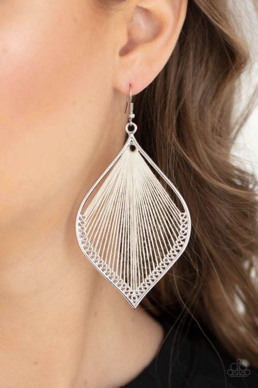 Paparazzi Accessories String Theory - White Earrings - Lady T Accessories