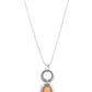 Stone Prairies - Orange Stone Necklaces a flared triangular orange stone is pressed into the center of a studded silver frame. A textured ring, dotted with a dainty orange stone, links to the top of the stone creating a dramatically earthy pendant at the bottom of a lengthened round mesh chain. Features an adjustable clasp closure.  Sold as one individual necklace. Includes one pair of matching earrings.  Paparazzi Jewelry is lead and nickel free so it's perfect for sensitive skin too!