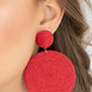Circulate the Room - Red Thread Button Post Earrings a generous disc of red thread spirals around and around for a dizzying finish as it connects to a red button post. Earring attaches to a standard post fitting.  Sold as one pair of post earrings.  Paparazzi Jewelry is lead and nickel free so it's perfect for sensitive skin too!