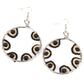 Paparazzi Accessories Off the Rim - Black Seed Bead Earrings Black and Iced Coffee seed beads are threaded on wire and looped over black stones on the inside of a spacious silver hoop. The pattern makes its way around the inside of the circle for an around-the-world air. Earring attaches to a standard fishhook fitting.  Sold as one pair of earrings.  Paparazzi Jewelry is lead and nickel free so it's perfect for sensitive skin too!