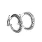 Moon Child Charisma - Silver Clip-On Hoop Earrings stenciled in a petal-like texture, a silver frame delicately curves into a floral patterned hoop. Earring attaches to a standard clip-on fitting. Hoop measures approximately 1 1/2" in diameter.
Sold as one pair of clip-on earrings.
