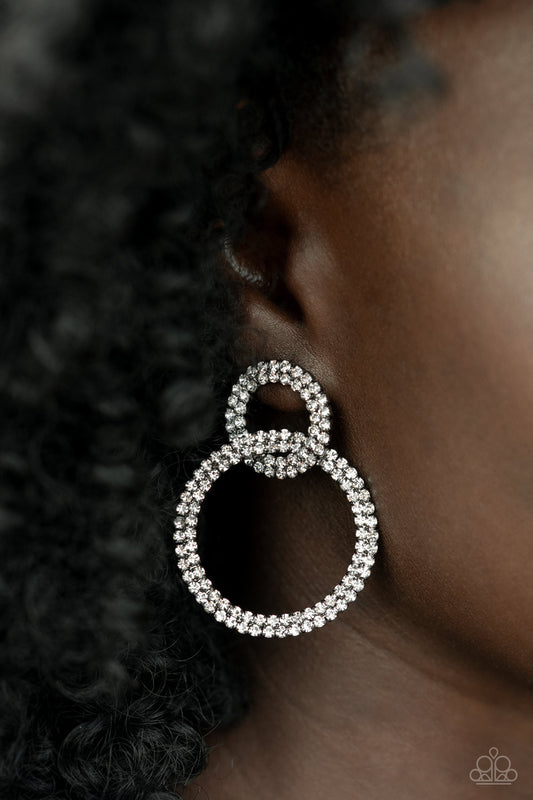 Intensely Icy - White Rhinestone Post Earrings - December Life of The Party 