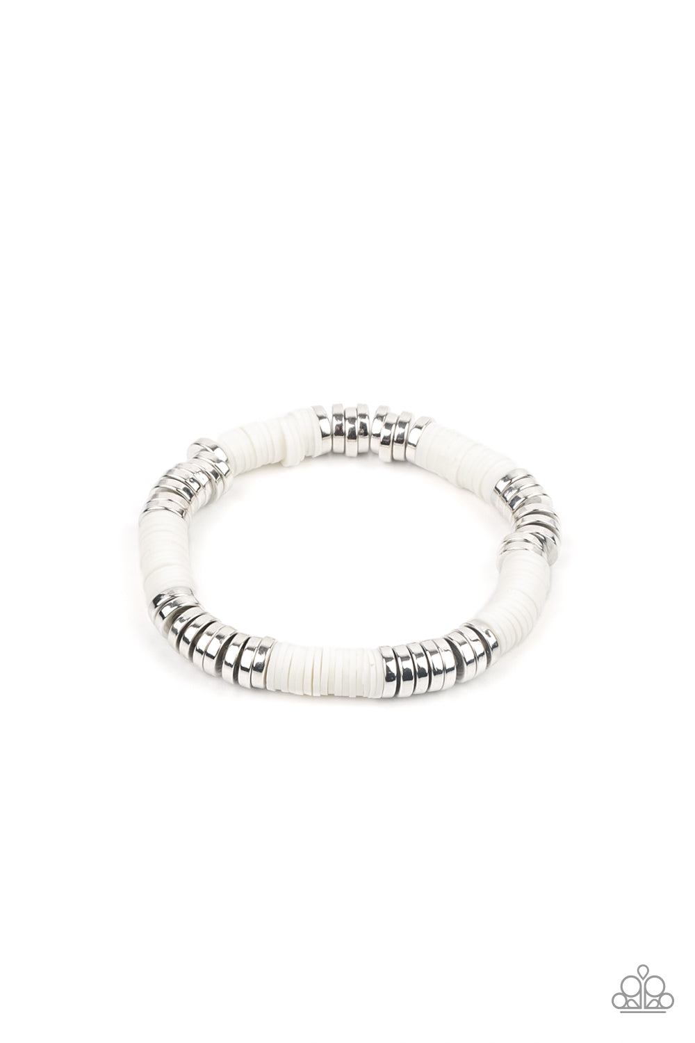 Paparazzi Accessories Stacked in Your Favor - White Bracelets - Lady T Accessories