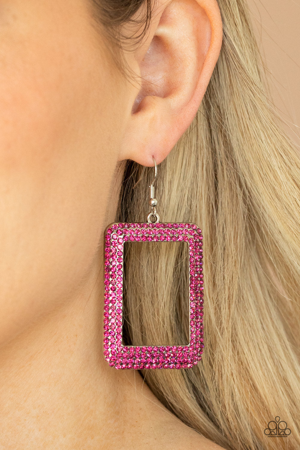 Paparazzi Accessories World FRAME-ous - Pink Earrings - Lady T Accessories