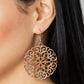 Paparazzi MANDALA Effect - Orange Rustic Earrings brushed in a rustic orange finish, an oversized mandala-like silver frame swings from the ear for a seasonal pop of color. Earring attaches to a standard fishhook fitting.  Sold as one pair of earrings.