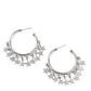 Paparazzi Happy Independence Day - Silver Star Earrings a shiny collection of silver star charms trickles from the bottom of a classic silver hoop, creating a stellar fringe. Earring attaches to a standard post fitting. Hoop measures approximately 1 1/4" in diameter.  Sold as one pair of hoop earrings.