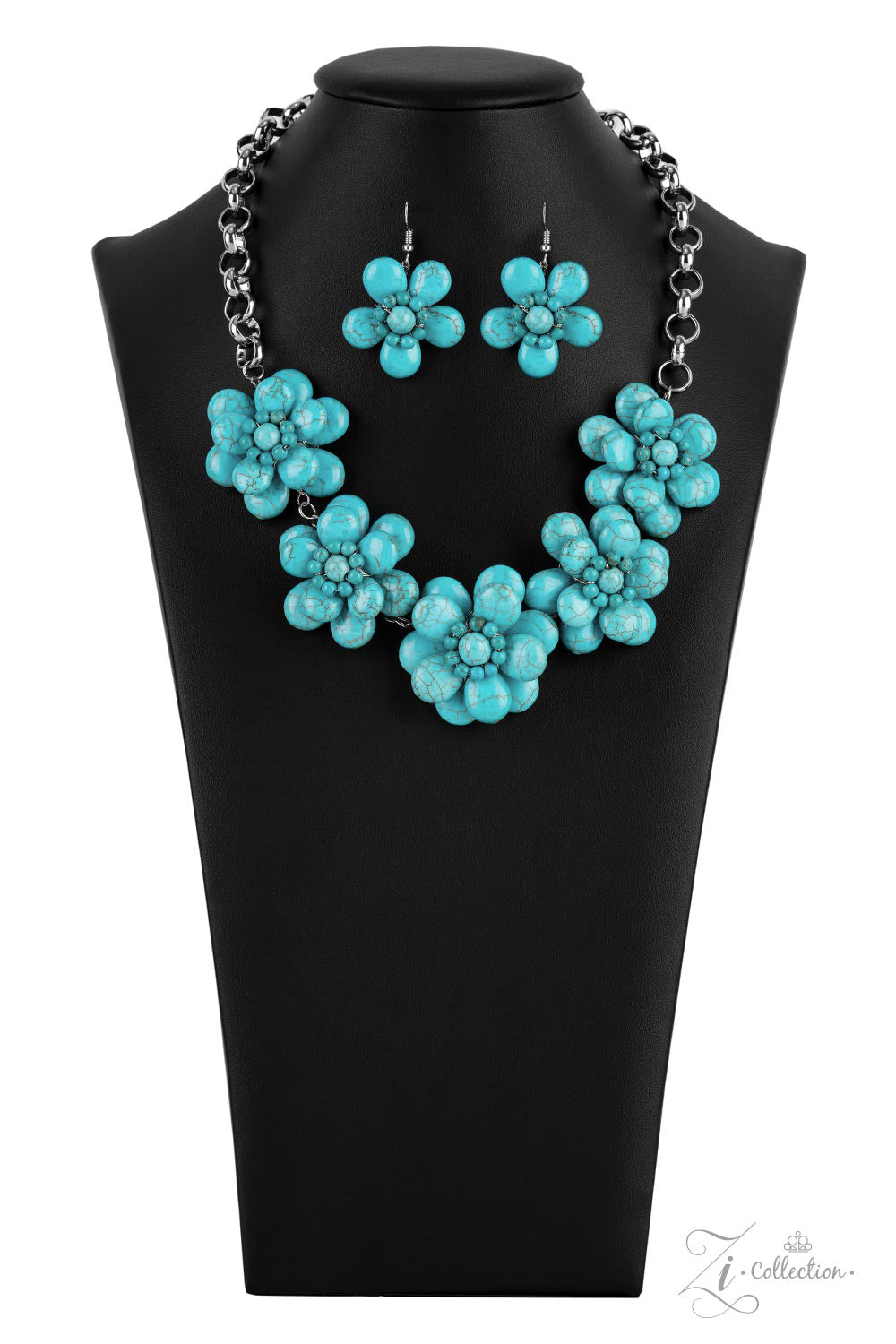 Genuine - Turquoise Stone Petal 2021 Zi Collection Necklaces dainty silver wire delicately wraps around earthy turquoise stone teardrop petals that beautifully layer into bountiful blossoms. Featuring turquoise stone beaded centers, the harmonious stone flowers gracefully connect to a substantial silver chain for an authentically artisan look below the collar. Features an adjustable clasp closure.  Sold as one individual necklace. Includes one pair of matching earrings.