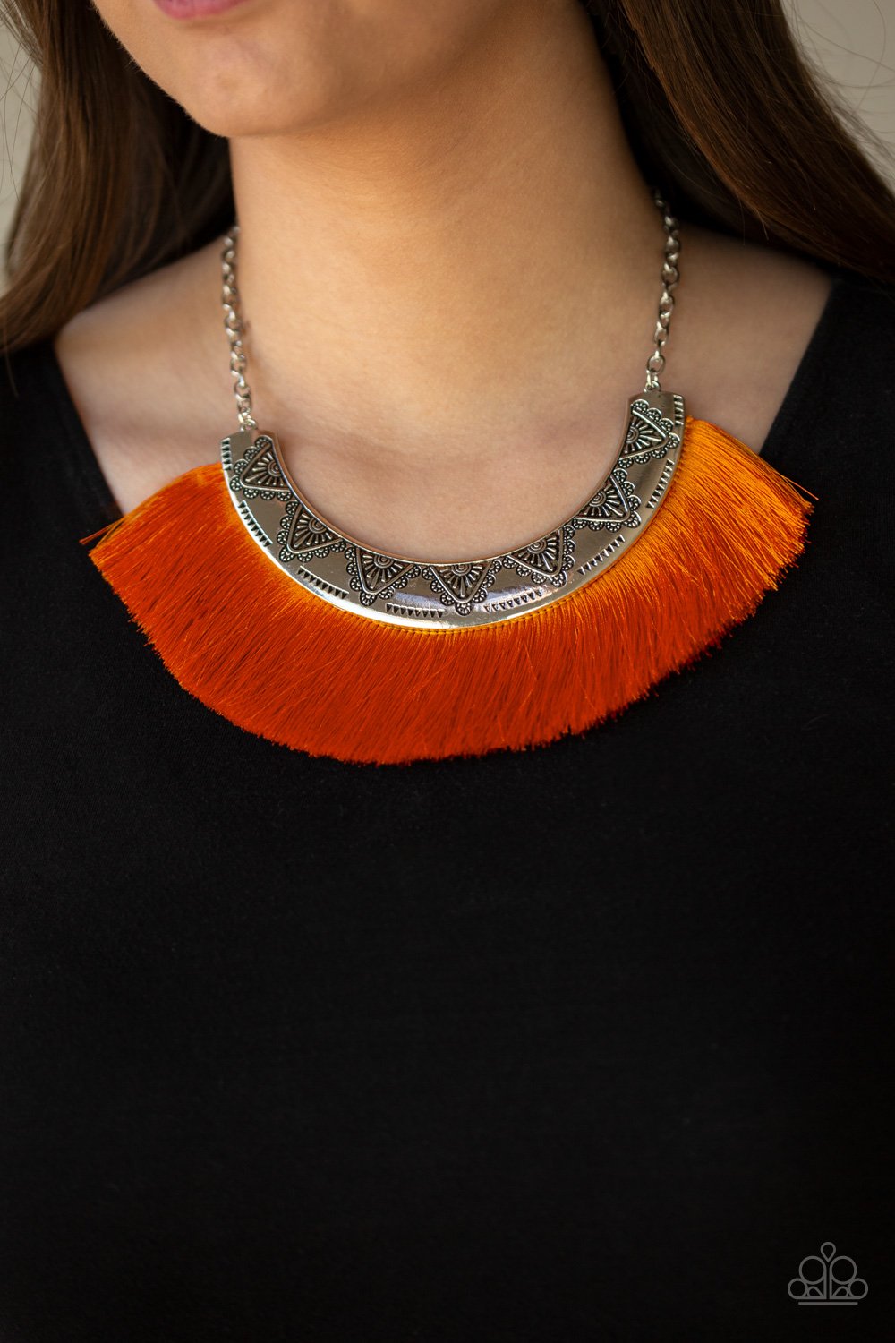 Paparazzi Accessories Might and Mane - Orange Tassel Necklaces - Lady T Accessories