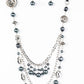 Paparazzi Accessories All the Trimmings - Black Necklaces a silky black ribbon replaces a traditional chain to create a timeless look. Pearly dark gray beads and funky silver pieces intermix with varying lengths of silver chains to give a fresh take on a Victorian-inspired piece.