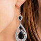 Posh Pageantry - Black Rhinestone LOP Earrings three teardrop black rhinestones adorn white rhinestone encrusted silver frames that link into an elegant teardrop lure for a flawless fashion. Earring attaches to a standard fishhook fitting.  Sold as one pair of earrings.