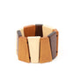 Barbados Backdrop - Multi Wood Frame - Paparazzi Accessories tinted in various shades of brown, chunky triangular wooden frames are threaded along stretchy bands around the wrist for an earthy look.  Sold as one individual bracelet.