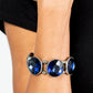 Powerhouse Hustle - Blue Rhinestone Bracelets infused with pairs of silver beads, a glitzy collection of dramatically oversized Rhodonite rhinestone frames are threaded along stretchy bands around the wrist for a jaw-dropping dazzle.  Sold as one individual bracelet.