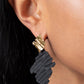 Crimped Couture - Gold Crimped Earrings painted in a matte finish, a rippling black frame links to a dainty gold frame featuring crimped texture, resulting in a modern lure. Earring attaches to a standard post fitting.  Sold as one pair of post earrings.
