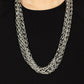 Paparazzi Accessories - Dynamite Dynamo - Silver Necklaces layer after layer of edgy silver chains drape across the chest, creating an intense industrial display. Features an adjustable clasp closure.  Sold as one individual necklace. Includes one pair of matching earrings.