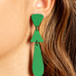 Retro Redux - Green Lure Earrings featuring a matte Leprechaun finish, two triangles and an oval frame delicately links into a colorfully retro lure. Earring attaches to a standard post fitting.  Sold as one pair of post earrings.