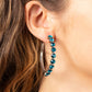 Photo Finish - Blue Rhinestone Earrings the front of a bold silver hoop is encrusted in glittery blue rhinestones, creating a glamorous pop of sparkle. Earring attaches to a standard post fitting. Hoop measures approximately 1 3/4" in diameter.  Sold as one pair of hoop earrings.  Order 2/21/22
