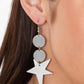 Star Bizzare - Silver Earrings an asymmetrical silver star radiates from two linked flat silver discs, resulting in a stellar lure. Earring attaches to a standard fishhook fitting.  Sold as one pair of earrings.