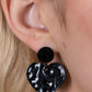 Just a Little Crush - Black Hammered Heart Earrings painted in a glossy black finish, a hammered disc gives way to a hammered heart frame for a flirtatious fashion. Earring attaches to a standard post fitting.  Sold as one pair of post earrings.  Paparazzi Jewelry is lead and nickel free so it's perfect for sensitive skin too!
