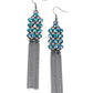 Tasteful Tassel - Multi Oil Spill Earrings encased in sleek hematite fittings, rows of glittery multi-colored oil spill rhinestones stack into a sparkly frame. Dainty gunmetal chains stream from the bottom of the dazzling frame, adding flirtatious movement to the timelessly tasseled display. Earring attaches to a standard fishhook fitting.  Sold as one pair of earrings.  Paparazzi Jewelry is lead and nickel free so it's perfect for sensitive skin too!