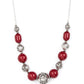 Paparazzi Accessories - Girl Meets Garden - Red Necklaces an oversized collection of wine colored beads and antiqued silver beads wrapped in a whimsical floral motif alternates along an invisible wire below the collar, resulting in a hearty pop of color. Features an adjustable clasp closure.  Sold as one individual necklace. Includes one pair of matching earrings.
