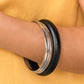Adventurous Attitude - Black Bangle Bracelets a set of three basic silver bangles stack together with a chunky black wooden bangle for a layered look.  Sold as one individual bracelet.