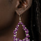 Tenacious Treasure - Purple Teardrop Earrings  featuring pronged silver fittings, a glimmering collection of faceted plum marquise beads coalesce into a glamorous teardrop. Faceted silver accents are sprinkled through the design, adding a spritz of metallic shimmer. Earring attaches to a standard fishhook fitting.  Sold as one pair of earrings.