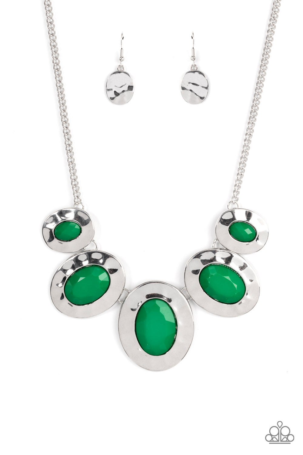 Green and clearance silver paparazzi necklace