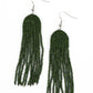 Paparazzi Accessories - Right as Rainbow - Green Seed Bead Earrings  trands of Olive Branch seed beads gently curve into the arch of a rainbow, resulting in a tasseled bohemian fashion. Earring attaches to a standard post fitting.  Sold as one pair of earrings.