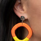 Thats a WRAPAROUND - Multi Threaded Earrings a hammered silver disc gives way to a wooden frame decoratively wrapped in shiny orange and yellow threaded accents, creating a colorful lure. Earring attaches to a standard post fitting.  Sold as one pair of post earrings.
