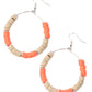Paparazzi Accessories - Skillfully Stacked - Orange Earrings infused with dainty silver accents, an earthy collection of rubbery tan and orange discs are threaded along a dainty silver wire hoop for a colorful look. Earring attaches to a standard fishhook fitting.  Sold as one pair of earrings.