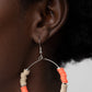 Paparazzi Accessories - Skillfully Stacked - Orange Earrings infused with dainty silver accents, an earthy collection of rubbery tan and orange discs are threaded along a dainty silver wire hoop for a colorful look. Earring attaches to a standard fishhook fitting.  Sold as one pair of earrings.