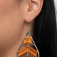 Paparazzi Accessories - Nice Threads - Orange Earrings an ombré of orange and brown threads decoratively weave along arched silver bars inside of a shiny silver teardrop, resulting in an earthy lure. Earring attaches to a standard fishhook fitting.  Sold as one pair of earrings.
