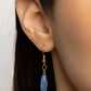 Paparazzi Accessories Bohemian Breeze - Blue Necklace flanked by dainty gold beads, cylindrical gold and glassy Spring Lake beads alternate along a gold beaded chain, fanning out into a colorful fringe below the collar. Features an adjustable clasp closure.  Sold as one individual necklace. Includes one pair of matching earrings.