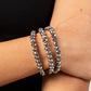 Paparazzi Accessories Supernova Sultry - Silver Magnetic Bracelets rows of hematite crystal-like beads are threaded along invisible wires around the wrist, layering into a smoldering sparkle. Features a magnetic closure.  Sold as one individual bracelet.