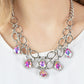 Paparazzi Show-Stopping Shimmer - Iridescent Necklaces joined by dainty silver links, two rows of dramatic silver chain layer below the collar in a fierce fashion. Iridescent teardrop gems drip from the glistening layers, adding a timeless shimmer to the show-stopping piece. Features an adjustable clasp closure.  Sold as one individual necklace. Includes one pair of matching earrings.  Life of the Party Exclusive 