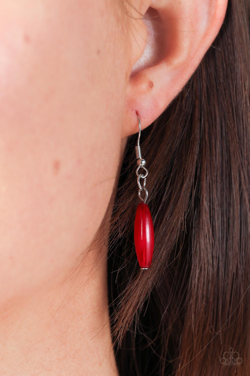 Paparazzi Accessories - Bohemian Breeze - Red Necklace flanked by dainty silver beads, cylindrical silver and glassy and opaque red beads alternate along a silver beaded chain, fanning out into a colorful fringe below the collar. Features an adjustable clasp closure.  Sold as one individual necklace. Includes one pair of matching earrings.