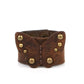 Paparazzi Accessories - Butterfly Farm - Brass Leather Bracelets dotted with antiqued brass studs, a distressed leather butterfly is studded in place across the center of a distressed brown leather band for a rustic flair. Features an adjustable snap closure.  Sold as one individual bracelet.
