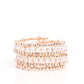 Paparazzi Accessories - Ice Knowing You - Rose Gold Bracelets an icy collection of rose gold beads, rose gold cubes, opaque crystals, and glassy white rhinestones are threaded along a coiled wire, creating a blinding infinity wrap style bracelet around the wrist.  Sold as one individual bracelet.