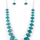 Separated by dainty silver beads, glassy Harbor Blue crystal-like beads gradually morph into opaque Harbor Blue crystal-like beads below the collar. The refreshing compilation grows in size and intensity further below the collar, adding dramatic dimension to the colorful centerpiece. Features an adjustable clasp closure.  Sold as one individual necklace. Includes one pair of matching earrings.