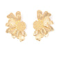 Farmstead Meadow - Gold Floral Earrings imperfect gold petals bloom from a studded center, layering into a glided half blossom for a whimsical flair. Earring attaches to a standard post fitting.  Sold as one pair of post earrings.