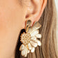 Farmstead Meadow - Gold Floral Earrings imperfect gold petals bloom from a studded center, layering into a glided half blossom for a whimsical flair. Earring attaches to a standard post fitting.  Sold as one pair of post earrings.