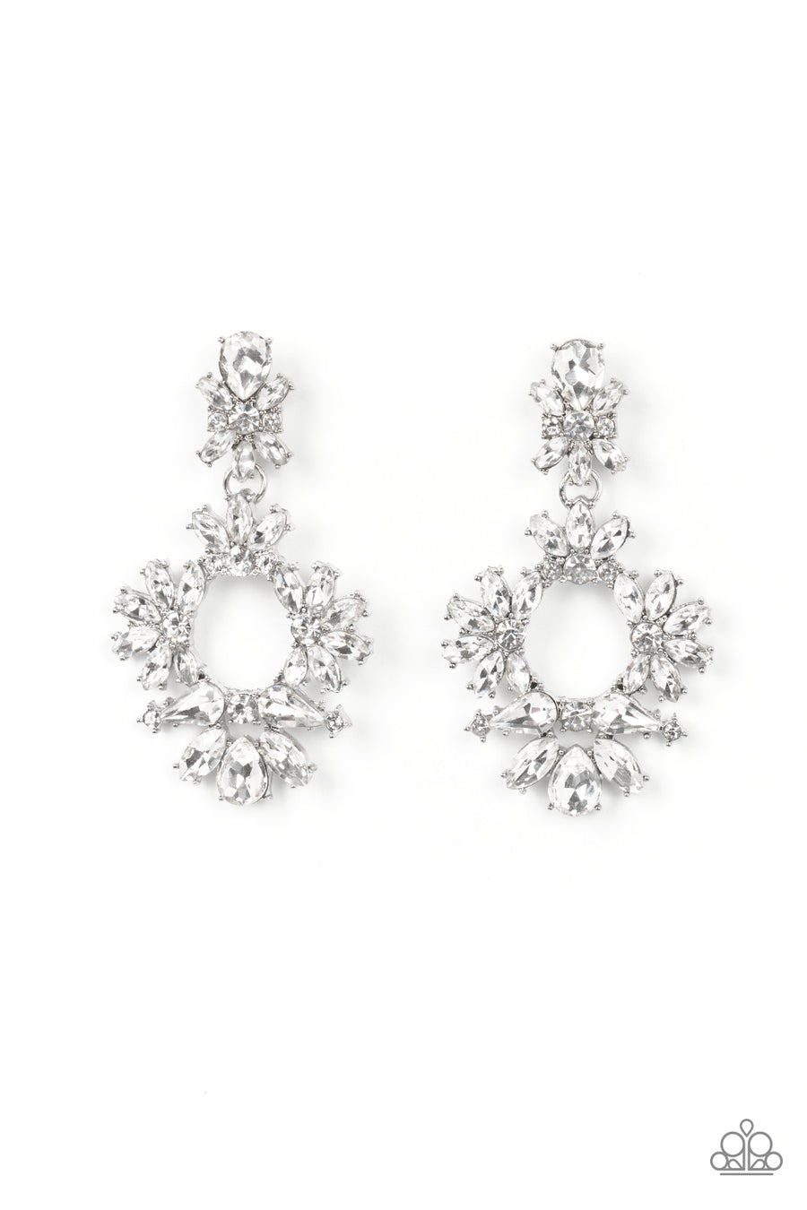 Paparazzi Accessories - Leave them Speechless - White Rhinestone Earrings June 2022 Life of the Party