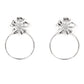 Paparazzi Accessories - Buttercup Bliss - Silver August 2022 Life of the Party Earrings  featuring lifelike textures, a shimmery silver buttercup blooms atop an oversized silver hoop for a whimsical allure. Earring attaches to a standard post fitting.  Sold as one pair of post earrings.